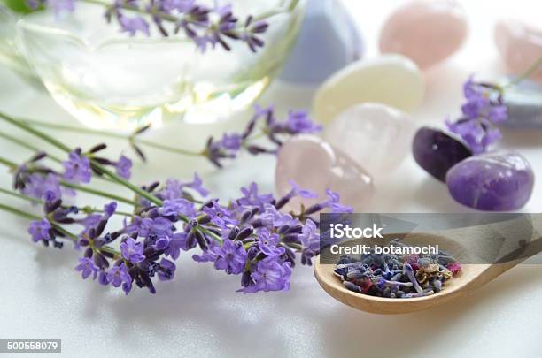 Lavender For Beauty Treatment Stock Photo - Download Image Now - Crystal, Alternative Therapy, Amethyst