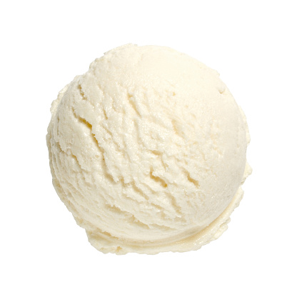 Scoop of vanilla ice cream on white background with clipping path