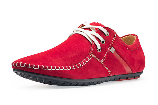 istock Single leather red color male moccasins 500563960
