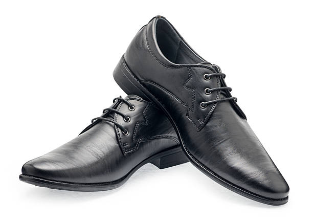 istock Pair of classical black leather shoes for men 500564954