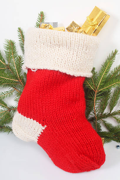 istock Christmas sock with gifts 500564982