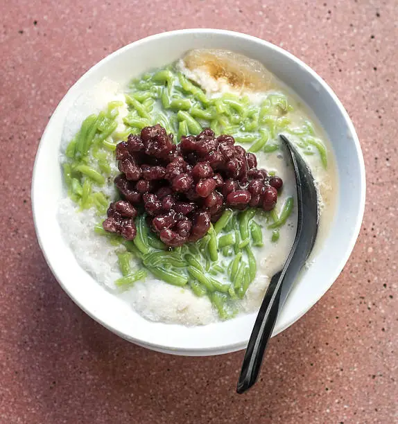 Delicious iced cendol with red beans