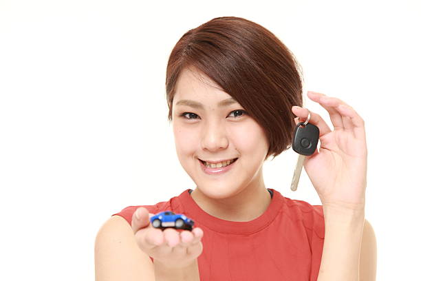 istock Japanese woman get a new car 500566806