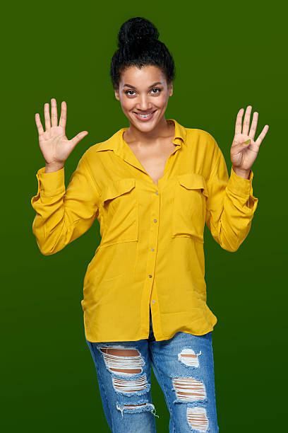 istock Woman showing nine fingers 500567130