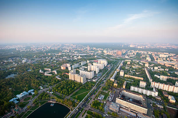 istock Bird's eye view of Moscow at dawn 500569424