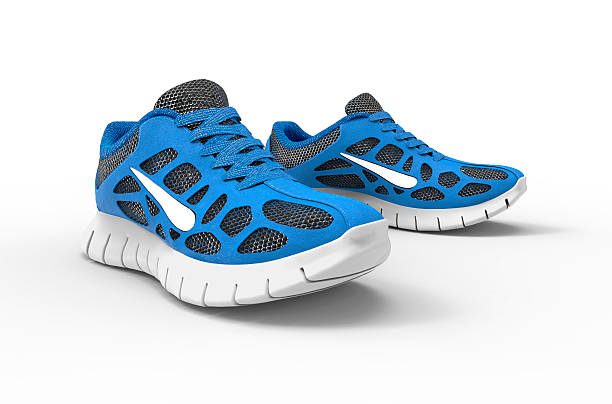 istock two blue running shoes isolates on white 500571864