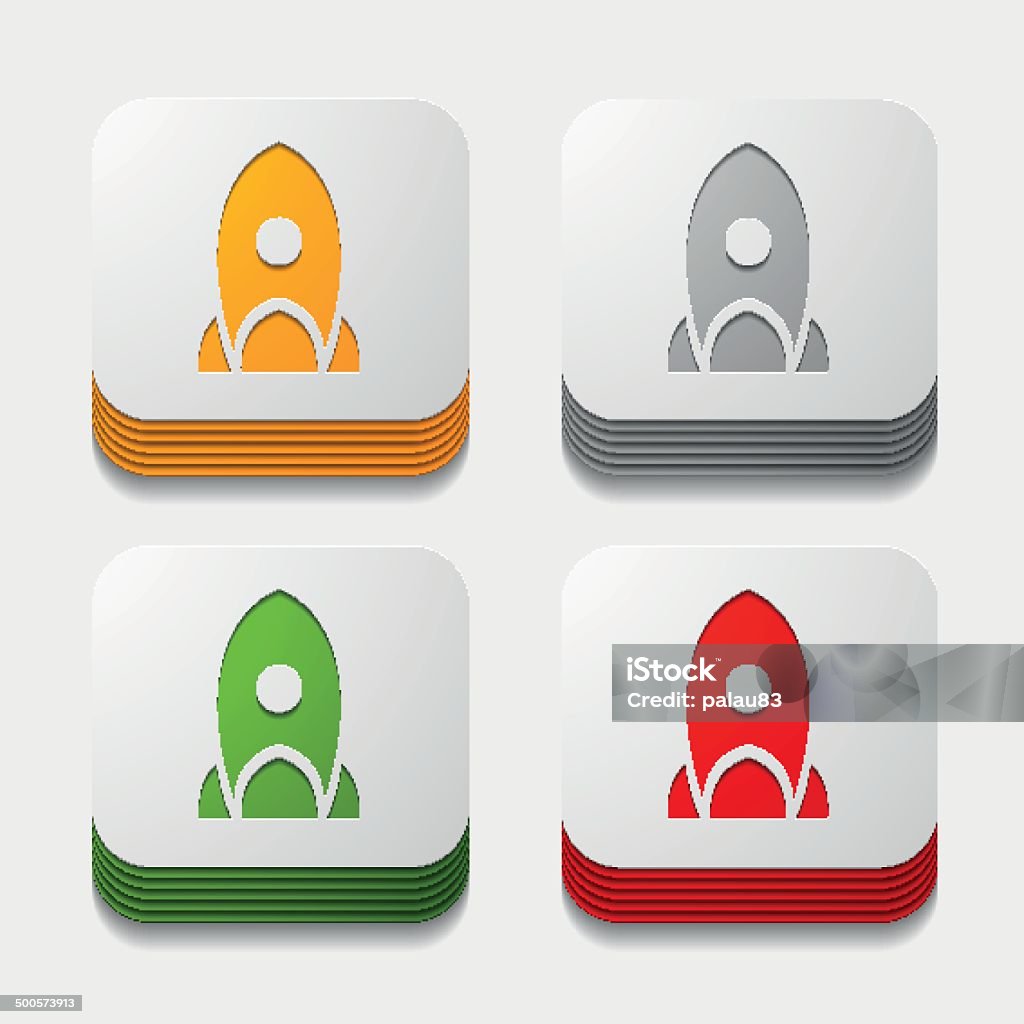 Rocket Button Square Square Button Rocket Stock Illustration - Download Image Now - Computer ...