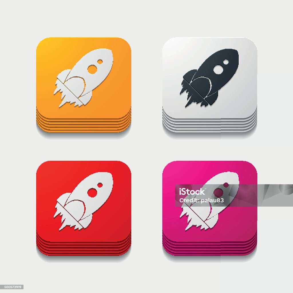 Rocket Button Square Square Button Rocket Stock Illustration - Download Image Now - Computer ...
