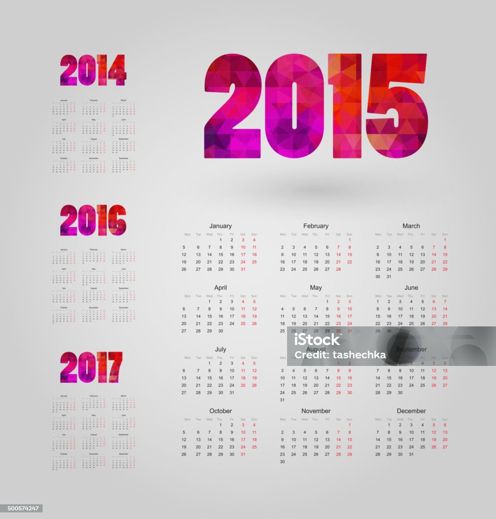Calendario - arte vettoriale royalty-free di 2014