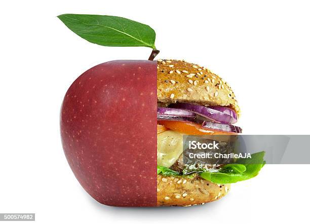 Healthy And Unhealthy Food Lifestyle Choices Concept Stock Photo - Download Image Now