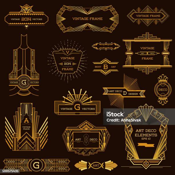 Ilustración de Art Decó Vintage Marcos Y Elementos De Diseño De Vectores y más Vectores Libres de Derechos de Arte Decó