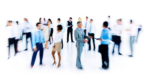 istock Group Of Business People Working Blurred Motion Indoors 500577133