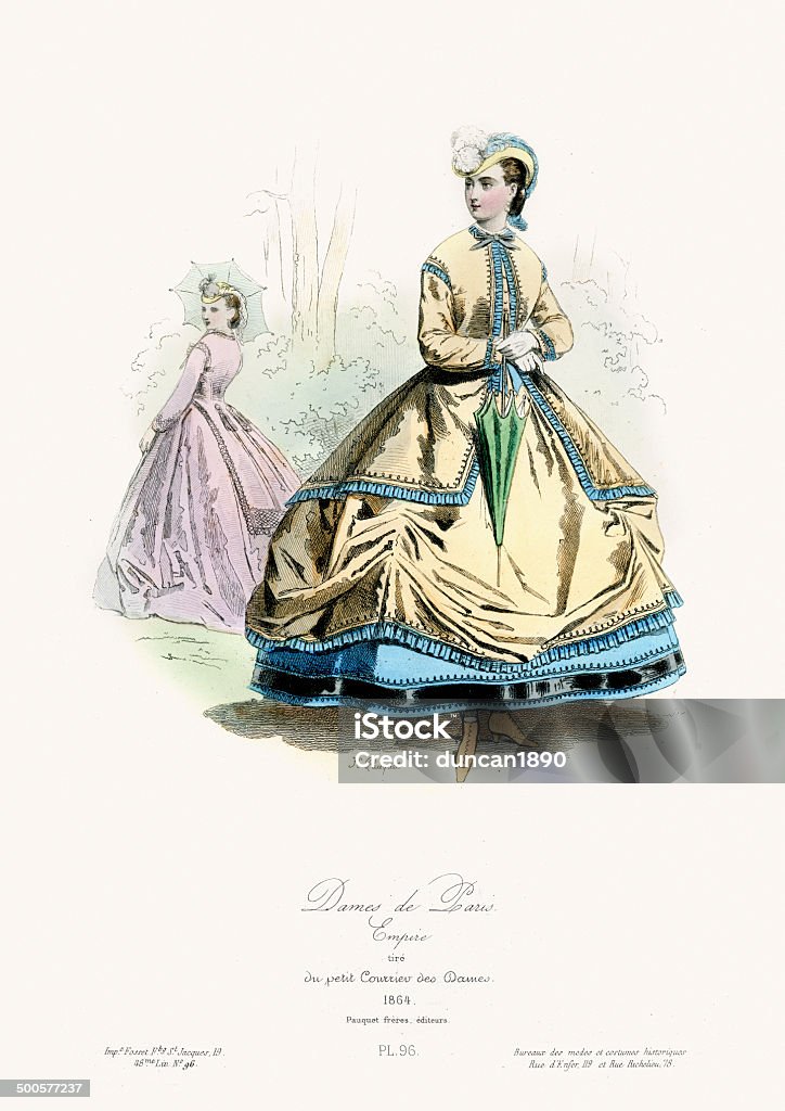 Dama Paryża-XIX wieku Moda - Zbiór ilustracji royalty-free (Styl XIX wieku)