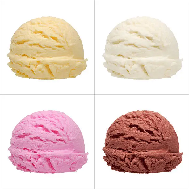 Ice cream scoops on white background