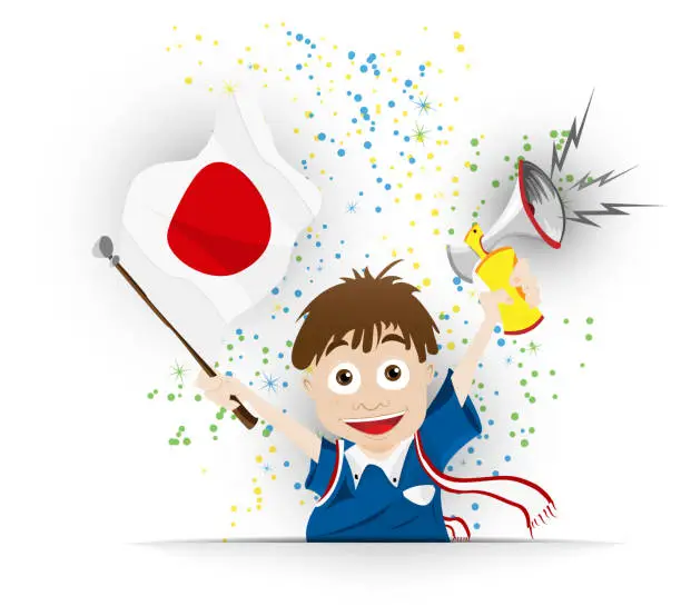 Vector illustration of Japan Soccer Fan Flag Cartoon