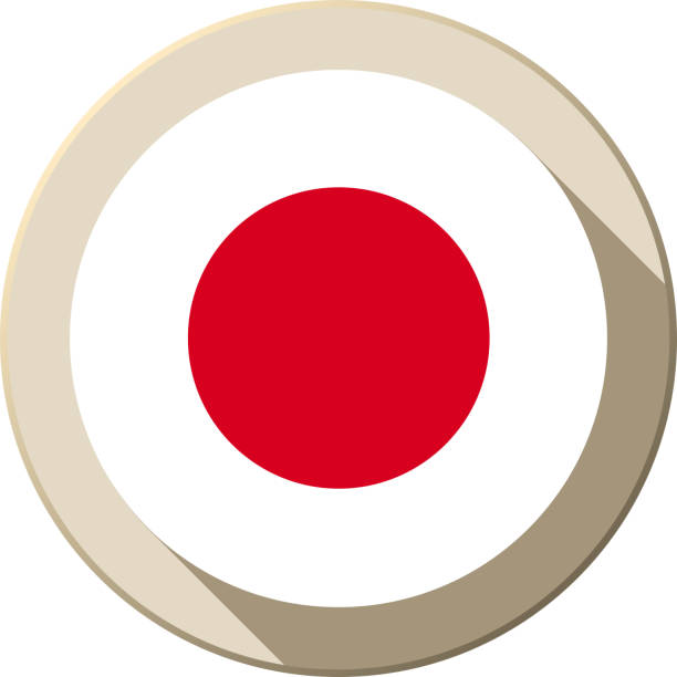 ilustrações, clipart, desenhos animados e ícones de ícone moderno, botão de bandeira do japão - japan flag interface icons japanese flag
