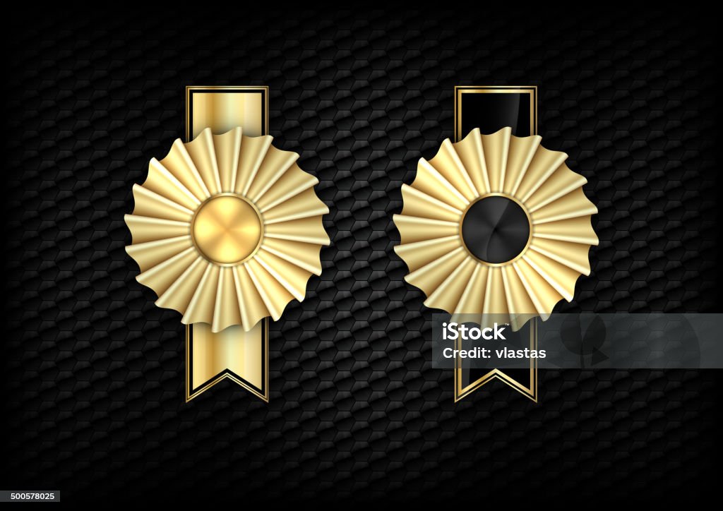 Gold Rosettes Gold rosettes on the black background. Vector elements. Achievement stock vector