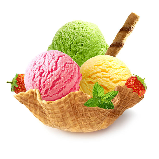 istock Ice cream scoops in wafer cone 500578360