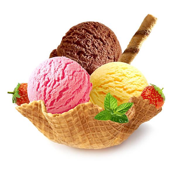 istock Ice cream scoops in wafer cone 500578580