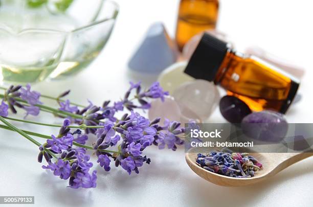 Lavender For Beauty Treatment Stock Photo - Download Image Now - Crystal, Alternative Therapy, Amethyst