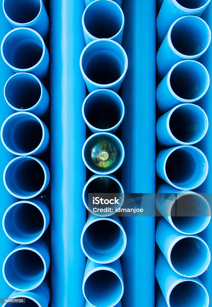 PVC water pipe Blue PVC water pipe background. Architect Stock Photo