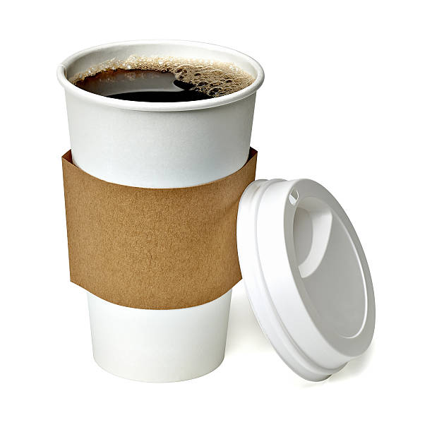 Coffee in takeaway cup Coffee in blank craft take away cup isolated on white background including clipping path junk food stock pictures, royalty-free photos & images