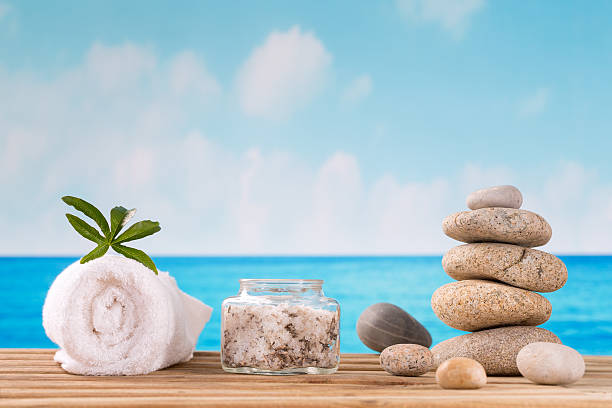 istock spa accessories and  zen stones 500588790