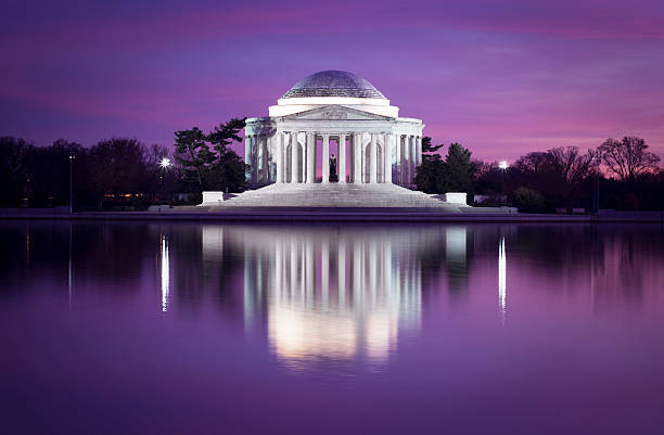 Jefferson memorial, DC Jefferson memorial at dusk - Washington DC monument stock pictures, royalty-free photos & images