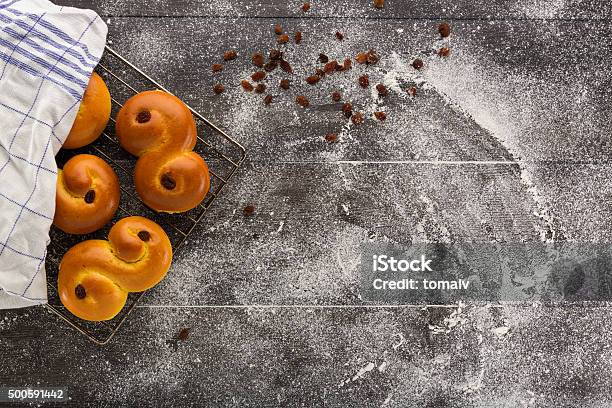 Baking Of Swedish Saffron Buns Stock Photo - Download Image Now - Bun - Bread, Saffron, St. Lucia's Day