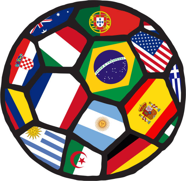 piłka nożna piłka nożna piłka z flagami - soccer soccer ball symbol algeria stock illustrations