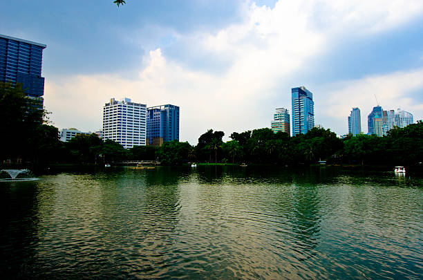 istock Lumpini park and Duck shaped boat 500594022