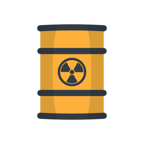 odpady promieniotwórcze w tulei. - nuclear power station danger symbol radioactive stock illustrations