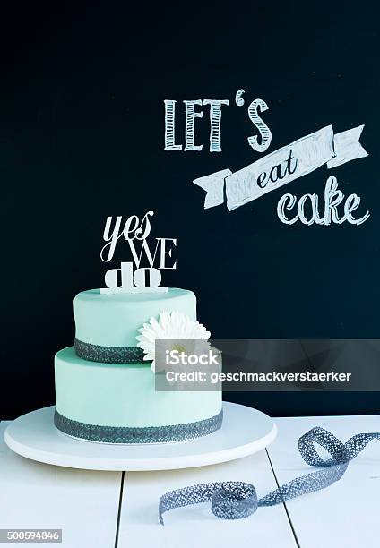 Wedding Cake Mint Yes We Do Stock Photo - Download Image Now - 2015, Cake, Food