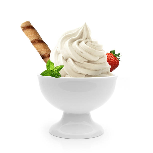 istock Soft vanilla ice cream or frozen yogurt in bowl 500595708