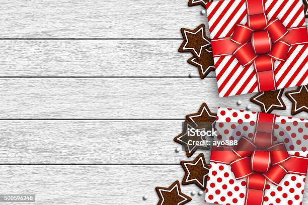 Christmas Presents With Gingerbread Stock Photo - Download Image Now - 2015, Backgrounds, Baked Pastry Item