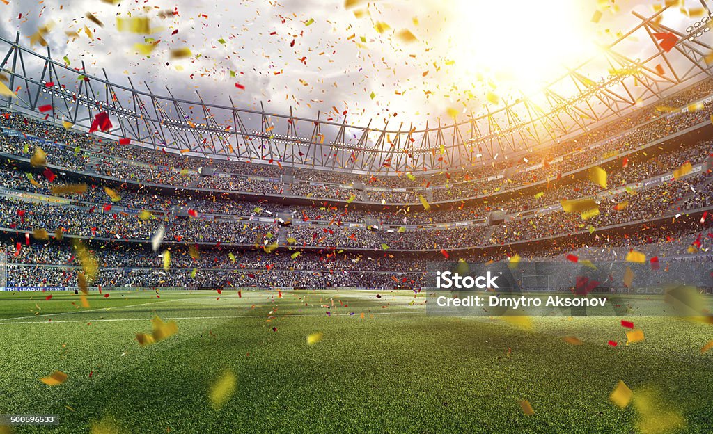 Sunny estádio de futebol - Foto de stock de Estádio royalty-free