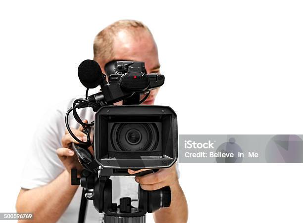 Video Camera Operator Stock Photo - Download Image Now - Adult, Arts Culture and Entertainment, Backgrounds