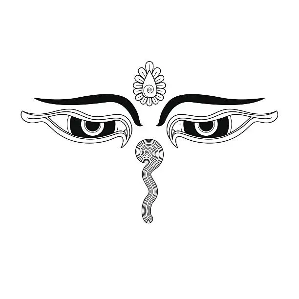 Vector illustration of Buddha's eyes (Line drawing) – (Buddhist symbol)