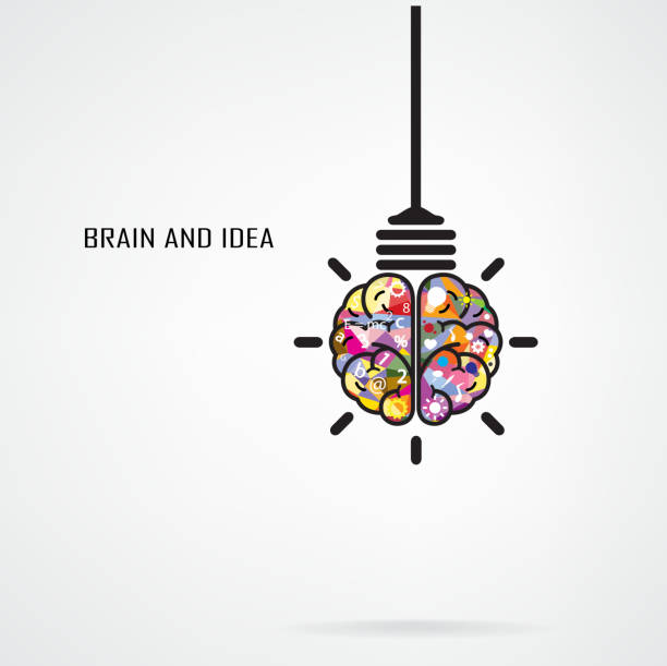 Vector of light bulb brain shape abstract vector art illustration