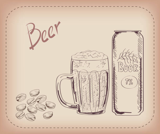 pt 맥주 및 스낵임을 - pistachio beer nuts nut backgrounds stock illustrations