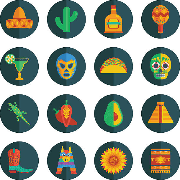 mexican ikony – artystyczna grafika wektorowa