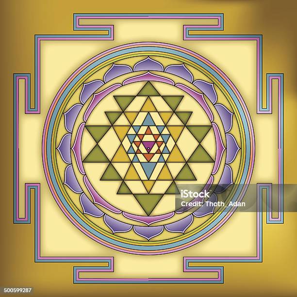 Golden Sri Yantra Mandala Stock Illustration - Download Image Now - Mandala, Tibet, India