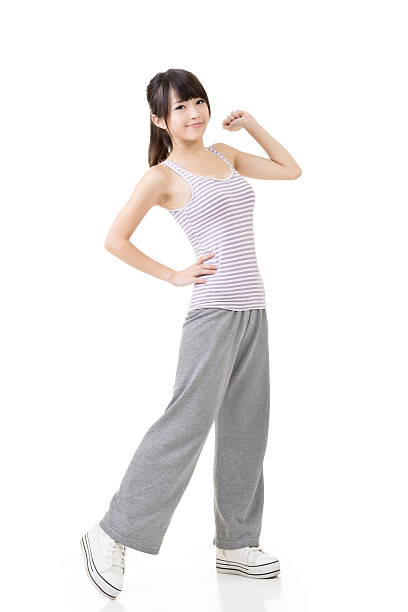 istock Fitness asian girl doing stretch exercise 500599305