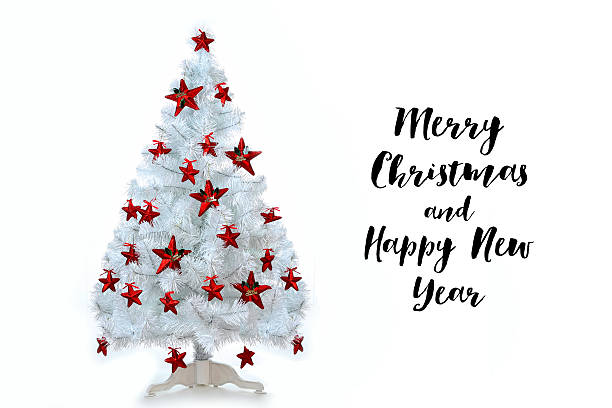 Closeup of isolated christmas tree figurine over white background
