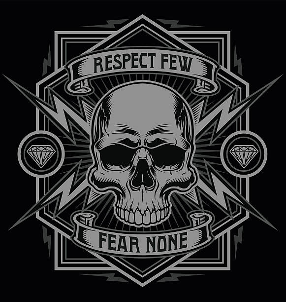 Biker Shirt, T-Shirt, Skull, Fear None, Respect Few, Men Biker Shirt, T-Shirt, Skull, Fear None, Respect Few, Men