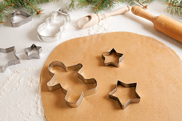 istock Gingerbread cookies dough preparation recipe with cinnamon rolling pin and 500601082