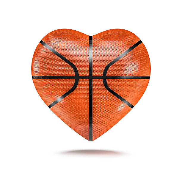 Basketball heart 3D render of heart shaped basketball heart shaped basketball stock pictures, royalty-free photos & images