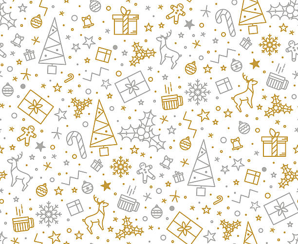 プリントのクリスマスデコレーション - gift snow yellow christmas点のイラスト素材／クリップアート素材／マンガ素材／アイコン素材