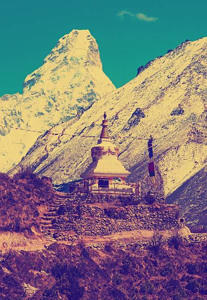 Stupa on the way to Everest Base Camp in Himalayas, Nepal