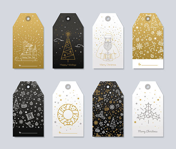 cetak untuk dekorasi natal - holiday badges ilustrasi stok